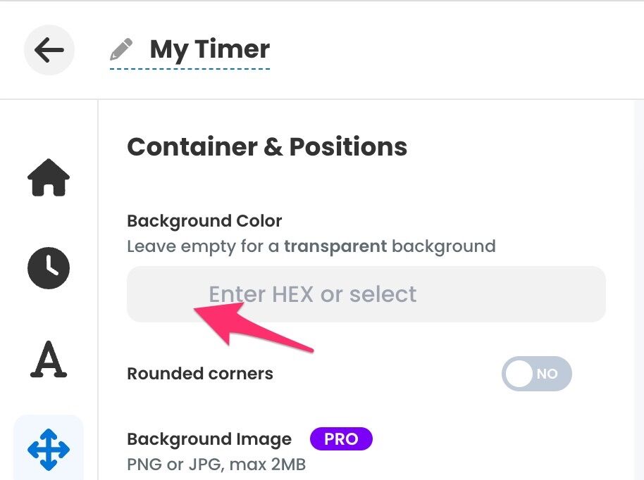 Container and positions tab